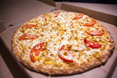 Italian pizza in box royalty free stock photography Italian pizza in box royalty free stock photography