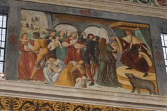 Wall frescoes of the Coro delle Monache in San Salvatore Monastery of Santa Giulia museum in Brescia, Lombardy, Italy