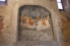 Wall frescoes in San Salvatore Monastery and Santa Giulia museum in Brescia, Lombardy, Italy