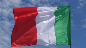 Waving Flag Italy Blue Sky Background Stock Video Footage by Megapixl