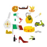 Italy icons set, flat style vector illustration Italy icons set, flat style vector illustration