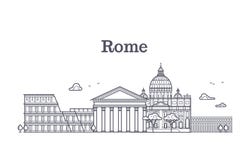 Italy rome architecture, europe skyline vector linear collection Royalty Free Stock Photography Italy rome architecture, europe skyline vector linear collection Royalty Free Stock Photography