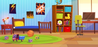 Izbowa chłopiec Dziecko sypialni dzieciaka dziecka chłopiec nastolatków wewnętrznego mieszkania zabawek playroom domu meble royalty ilustracja Izbowa chłopiec Dziecko sypialni dzieciaka dziecka chłopiec nastolatków wewnętrznego mieszkania zabawek playroom domu meble royalty ilustracja