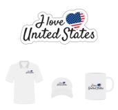 J'aime le logo des Etats-Unis, coeur de drapeau illustration de vecteur J'aime le logo des Etats-Unis, coeur de drapeau illustration de vecteur