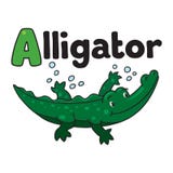 Jacaré ou crocodilo pequeno, ABC Alfabeto A ilustração do vetor Jacaré ou crocodilo pequeno, ABC Alfabeto A ilustração do vetor