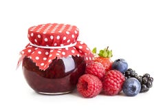 Jam and fresh berries