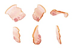 Jamon, Prosciutto, drobina, Suszy Leczącego mięsa lub baleronu plasterek, staczającego się up obrazy stock Jamon, Prosciutto, drobina, Suszy Leczącego mięsa lub baleronu plasterek, staczającego się up obrazy stock