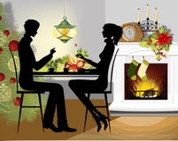 Jantar do Natal. ilustração royalty free Jantar do Natal. ilustração royalty free