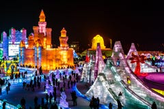 Januar 2015 - Harbin, China - internationales Eis und Schnee-Festival stockfotografie Januar 2015 - Harbin, China - internationales Eis und Schnee-Festival stockfotografie
