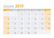 januari Kalenderstadsplanerare 2019 i enkel stil för ren minsta tabell också vektor för coreldrawillustration vektor illustrationer januari Kalenderstadsplanerare 2019 i enkel stil för ren minsta tabell också vektor för coreldrawillustration vektor illustrationer