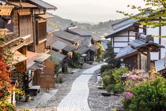 Japan-` s historisches Handelsstationsdorf von Magome bei Sonnenuntergang in Kiso-Tal stockbilder Japan-` s historisches Handelsstationsdorf von Magome bei Sonnenuntergang in Kiso-Tal stockbilder