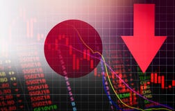 Japan tokyo stock exchange market crisis red price arrow down chart fall nikkei stock exchange market vector illustration Japan tokyo stock exchange market crisis red price arrow down chart fall nikkei stock exchange market vector illustration