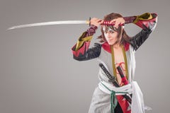 Japanese samurai with katana sword royalty free stock photos Japanese samurai with katana sword royalty free stock photos
