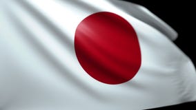 Japanischer Flaggen-Hintergrund, der im Wind nahtloses Schleifungsluma Matt-4K durchbrennt Japanischer Flaggen-Hintergrund, der im Wind nahtloses Schleifungsluma Matt-4K durchbrennt