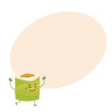 Japoński avocado rolki charakter żongluje z ryż ilustracja wektor Japoński avocado rolki charakter żongluje z ryż ilustracja wektor