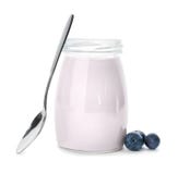 Jar with tasty yogurt and blueberry stock image Jar with tasty yogurt and blueberry stock image
