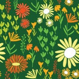 Jardín colorido del mundo de la margarita que repite el modelo inconsútil ilustración del vector Jardín colorido del mundo de la margarita que repite el modelo inconsútil ilustración del vector