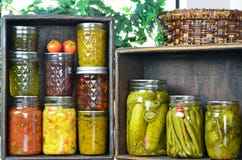 Jars Of Home Canned Food Royalty Free Stock Photos