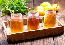 Jars Of Lemon Ice Tea Royalty Free Stock Image Jars Of Lemon Ice Tea Royalty Free Stock Image