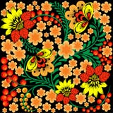 Jaskrawy bezszwowy wzór w rosjanina Khokhloma stylu royalty ilustracja Jaskrawy bezszwowy wzór w rosjanina Khokhloma stylu royalty ilustracja