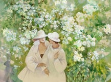 Jasmin et filles de floraison illustration libre de droits Jasmin et filles de floraison illustration libre de droits