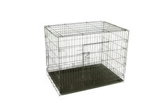 Jaula de acero para los animales domésticos en blanco aislado fotos de archivo libres de regalías Jaula de acero para los animales domésticos en blanco aislado fotos de archivo libres de regalías