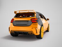 Jaune de voiture de sport derrière le rendu du fond 3D sur un fond gris avec une ombre illustration de vecteur Jaune de voiture de sport derrière le rendu du fond 3D sur un fond gris avec une ombre illustration de vecteur