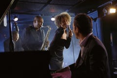 Jazz Musicians In Club stock image Jazz Musicians In Club stock image