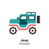Jeep Flat Icon vektor illustrationer Jeep Flat Icon vektor illustrationer