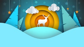Jelenia ilustracja Kreskówki zimy krajobraz royalty ilustracja Jelenia ilustracja Kreskówki zimy krajobraz royalty ilustracja