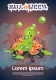Jelly Monster Happy Halloween Party inbjudankort royaltyfri illustrationer Jelly Monster Happy Halloween Party inbjudankort royaltyfri illustrationer