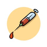Jeringuilla y gota de sangre Ejemplo plano del vector Aislado en el fondo blanco ilustración del vector Jeringuilla y gota de sangre Ejemplo plano del vector Aislado en el fondo blanco ilustración del vector