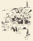 Jerusalem-Stadt-Ansicht Israel Vintage Engraved Vector stock abbildung Jerusalem-Stadt-Ansicht Israel Vintage Engraved Vector stock abbildung