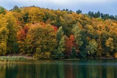 Jesień barwi drzewa i lasu w Lithunia Zalieji ezerai Krajobraz i natura Jezioro w przedpolu Obraz Royalty Free Jesień barwi drzewa i lasu w Lithunia Zalieji ezerai Krajobraz i natura Jezioro w przedpolu Obraz Royalty Free