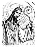 Jesus Christ Good Shepherd färgpulverillustration Royaltyfri Bild Jesus Christ Good Shepherd färgpulverillustration Royaltyfri Bild