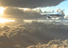 Jet Aircraft entre les nuages illustration stock Jet Aircraft entre les nuages illustration stock
