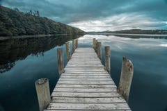 Jetty on Coniston Water in the Lake District at dawn Royalty Free Stock Image Jetty on Coniston Water in the Lake District at dawn Royalty Free Stock Image