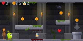 Jeu de bit de l'interface 8, platformer d'art de pixel, sautant par-dessus des obstacles illustration libre de droits Jeu de bit de l'interface 8, platformer d'art de pixel, sautant par-dessus des obstacles illustration libre de droits