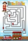 Jeu de labyrinthe avec le pompier et la station illustration de vecteur Jeu de labyrinthe avec le pompier et la station illustration de vecteur