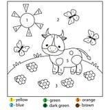 Jeu éducatif pour des enfants et des enfants en bas âge Couleur par des nombres Fiche de travail imprimable pour des enfants Page illustration libre de droits Jeu éducatif pour des enfants et des enfants en bas âge Couleur par des nombres Fiche de travail imprimable pour des enfants Page illustration libre de droits