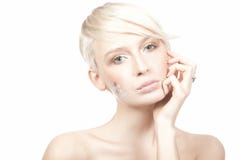 Jeune femme d'isolement sur le fond blanc images stock Jeune femme d'isolement sur le fond blanc images stock