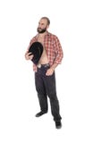 Jeune homme avec le chapeau ouvert de chemise et de cowboy Photos stock Jeune homme avec le chapeau ouvert de chemise et de cowboy Photos stock