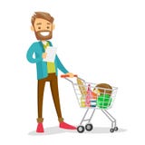 Jeune homme blanc caucasien vérifiant la liste d'achats illustration libre de droits Jeune homme blanc caucasien vérifiant la liste d'achats illustration libre de droits