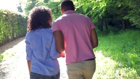 Jeunes couples d'Afro-américain marchant dans la campagne banque de vidéos Jeunes couples d'Afro-américain marchant dans la campagne banque de vidéos