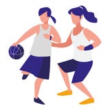 Jeunes femmes jouant le basket-ball illustration de vecteur Jeunes femmes jouant le basket-ball illustration de vecteur
