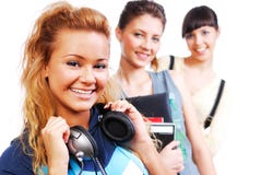Jeunes seulement étudiants féminins drôles photos libres de droits Jeunes seulement étudiants féminins drôles photos libres de droits