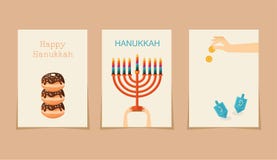 Jewish holiday hanukkah three cards vector illustration Jewish holiday hanukkah three cards vector illustration