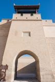 JIAYUGUAN, CHINA - Apr 13 2015: Jiayuguan Pass, west end of Great Wall. a famous Historical site(UNESCO World Heritage Site) in J stock photography JIAYUGUAN, CHINA - Apr 13 2015: Jiayuguan Pass, west end of Great Wall. a famous Historical site(UNESCO World Heritage Site) in J stock photography