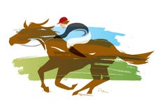 Jinete en el caballo, carrera de caballos stock de ilustración Jinete en el caballo, carrera de caballos stock de ilustración