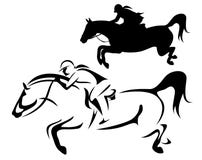Jinete femenino - vector de salto de la vista lateral del caballo ilustración del vector Jinete femenino - vector de salto de la vista lateral del caballo ilustración del vector